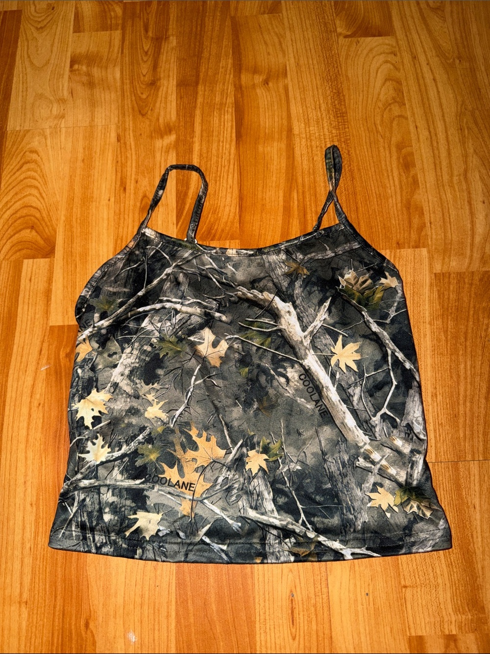 SHEIN Green & Tan Camo Spaghetti Strap Camisole
